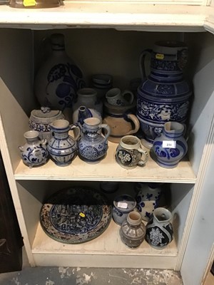 Lot 236 - Collection of mostly Westerwald salt glazed stoneware jugs and other items