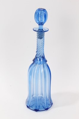 Lot 76 - Unusual 19th century blue tinted glass decanter and stopper
