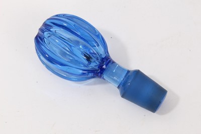 Lot 76 - Unusual 19th century blue tinted glass decanter and stopper
