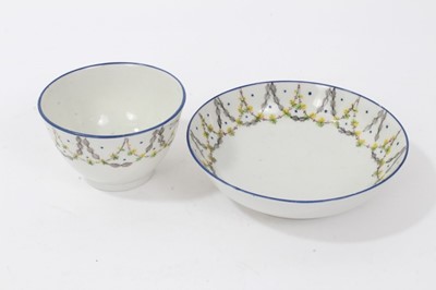 Lot 97 - New Hall teacup and saucer ex: Roderick Jellicoe Exhibition and a New Hall type tea bowl and saucer