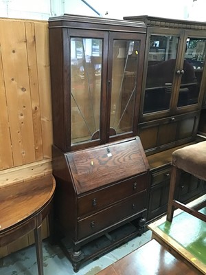 Lot 897 - 1930's oak bureau bookcase