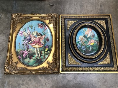 Lot 286 - Two framed Minton fairy plaques, and further pictures and prints