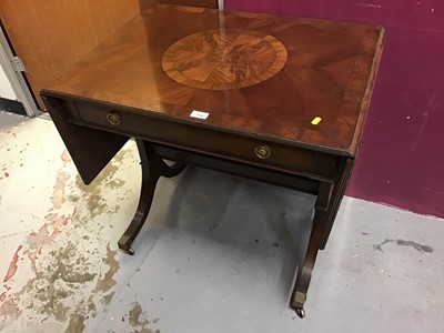 Lot 970 - Georgian style inlaid mahogany sofa table with single drawer