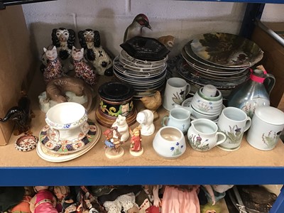 Lot 217 - Collection of ceramics, including Hummel and Coalport figures, Buchan pottery, majolica stand, etc