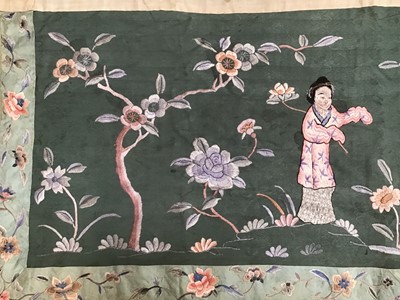 Lot 1783 - Long length Chinese embroidered  silk banner.