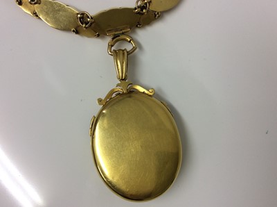 Lot 474 - 19th century gold locket and necklace, formerly the property of the late Mildred Shay