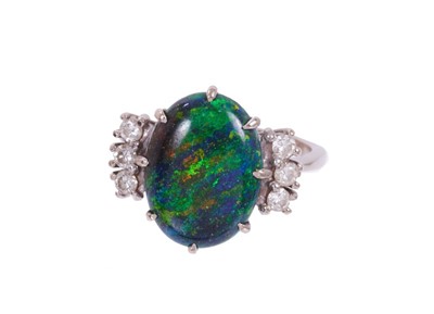 Lot 473 - Black opal and diamond ring