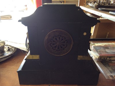 Lot 405 - Late 19th century mantel clock in black slate case