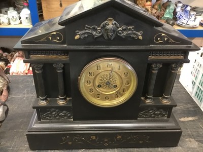 Lot 175 - Victorian black slate mantel clock