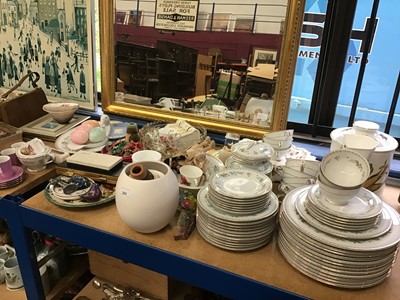 Lot 205 - Large quantity of Noritake china, glassware, ornaments, mirrors, Lowry print, etc