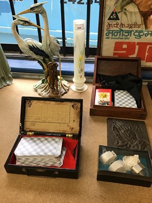 Lot 208 - Sundry items, including packs of tarot cards, Capodimonte cranes, glass vase, etc
