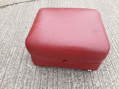 Lot 987 - Contemporary red leather footstool with hinged lid