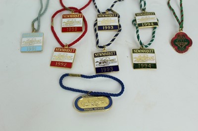 Lot 886 - Collection of ten enamel racing badges to include: Newmarket 1991, 1992 (2), 1993 (2), 1994 (2), Newmarket 2003 Annual Member, Royal Windsor 1999 and Ascot Members Stand Guest 2003 (10 in total)