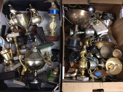 Lot 432 - Collection pigeon racing trophies, metal ware and sundries