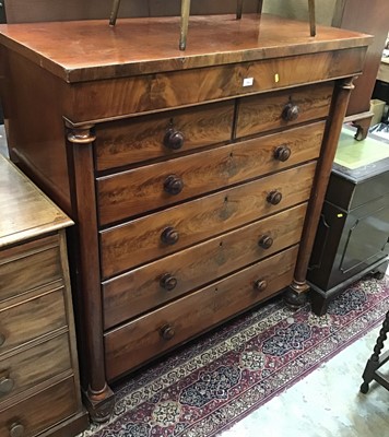 Lot 994 - 19th century mahogany chest of two short and four long graduated drawers