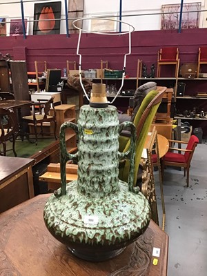 Lot 986 - West German Studio pottery table lamp with drip glaze