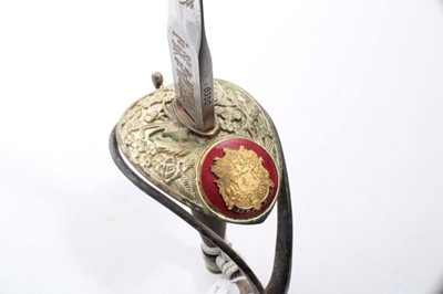 Lot 351 - 1981 Royal Wedding of Prince Charles and Lady Diana Spencer presentation sword by Wilkinson, with engraved polished steel blade, numbered 0350, wire bound grip