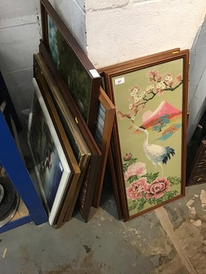 Lot 227 - Quantity of paintings, prints and woodwork pictures