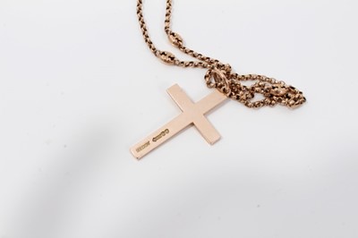 Lot 4 - 9ct rose gold cross pendant on chain and 15ct gold ring