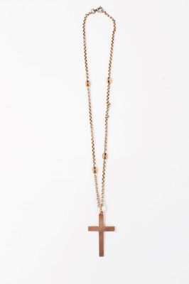 Lot 4 - 9ct rose gold cross pendant on chain and 15ct gold ring