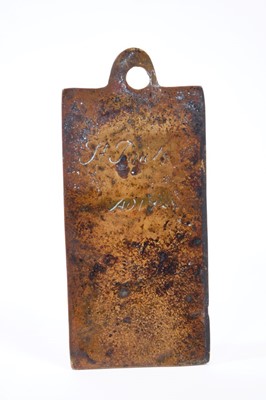 Lot 659 - Rare child's brass alphabet plaque signed St Paul's 1729
