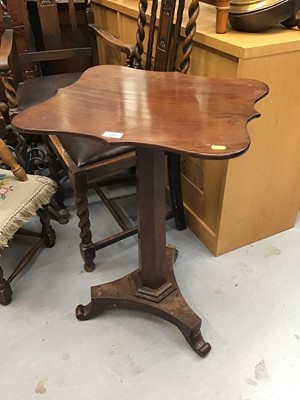 Lot 1005 - Victorian mahogany wine table with shaped top on faceted column and tripod base