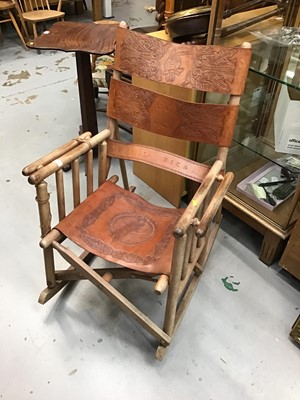 Lot 1004 - Folding chair with embossed leather seat and back