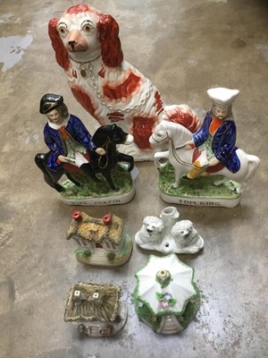 Lot 192 - Group of Staffordshire ceramics, pastel burners, figures