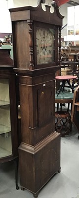 Lot 1018 - 19th century mahogany longcase clock with painted dial (pendulum present  but no weights)