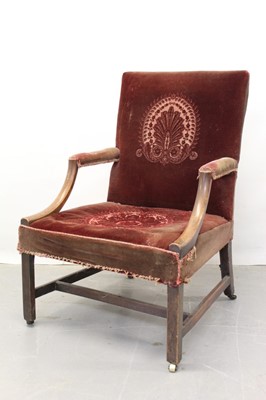 Lot 1214 - George III fruitwood and mahogany Gainsborough chair