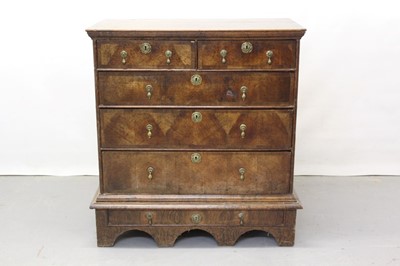 Lot 1205 - Early 18th century country walnut chest on stand