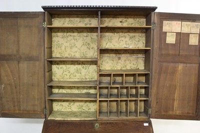 Lot 1215 - George III oak two height bureau bookcase