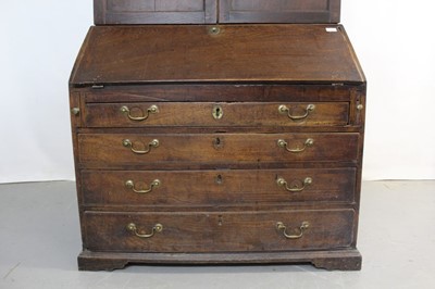 Lot 1215 - George III oak two height bureau bookcase