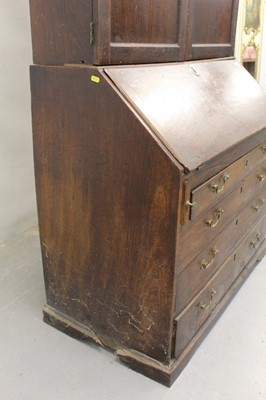 Lot 1215 - George III oak two height bureau bookcase