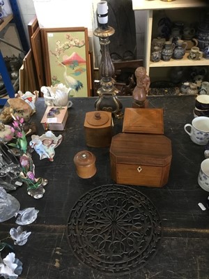 Lot 198 - Regency rosewood tea caddy and various treen