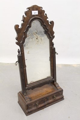 Lot 1211 - Early 18th century style walnut veneered toilet mirror with two drawers