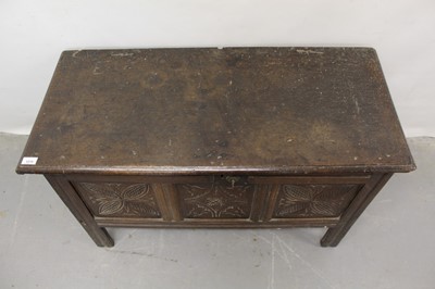 Lot 1218 - Small late 17th century carved and panelled oak coffer