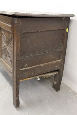 Lot 1218 - Small late 17th century carved and panelled oak coffer