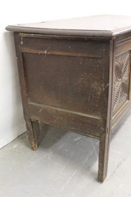 Lot 1218 - Small late 17th century carved and panelled oak coffer