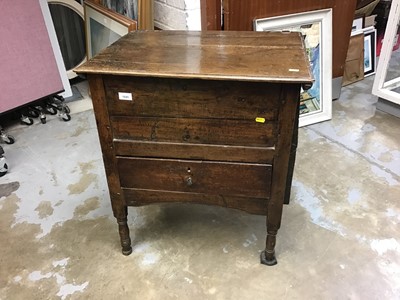 Lot 1045 - Antique oak cupboard enclosed by hinged top with drawer below