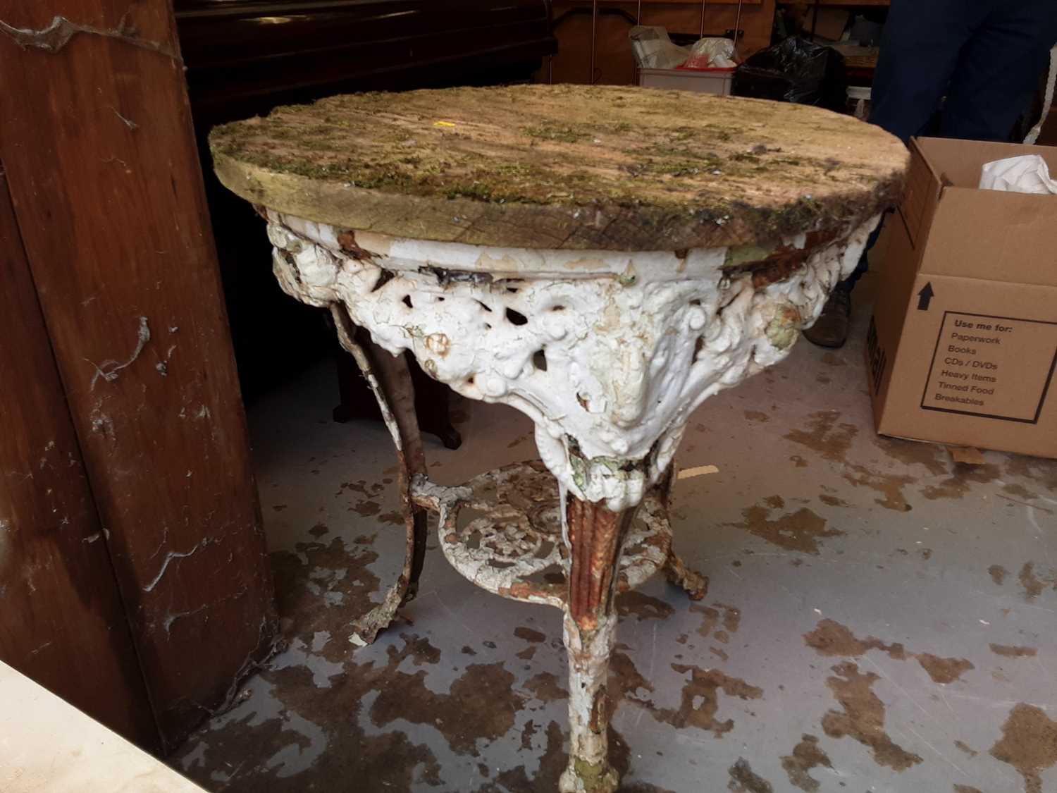 Lot 1042 - Victorian white painted cast iron pub table