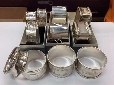 Lot 688 - Eleven various silver napkin rings