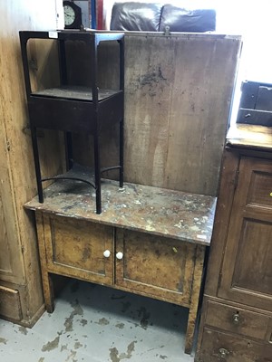 Lot 1055 - Antique grained pine washstand with marble top and a Georgian oak washstand