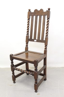 Lot 1220 - Late 17th century oak high back side chair