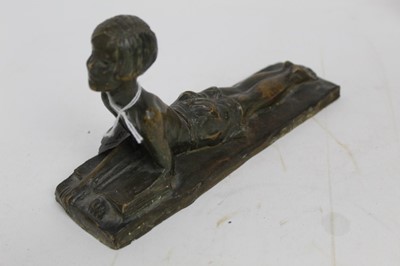 Lot 308 - Victor Minhall, Art Deco poetry sculpture of a reclining youth