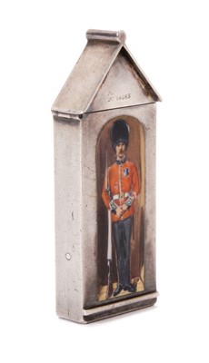Lot 290 - Fine Victorian silver and enamel Grenadier Guardsman vesta case by Sampson Mordan