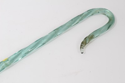 Lot 120 - 19th century glass spiral twist walking stick / shepherds crook