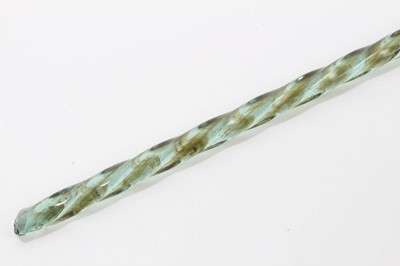 Lot 120 - 19th century glass spiral twist walking stick / shepherds crook