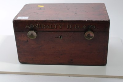 Lot 634 - Antique mahogany Royal Navy transit case with painted lettering Admiralty H.O. 73, 22.5cm in length