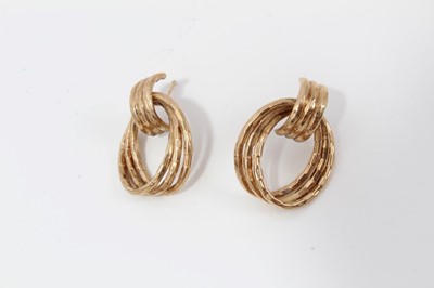 Lot 26 - Group of eleven 9ct gold novelty charms and pair 9ct gold stylised hoop earrings